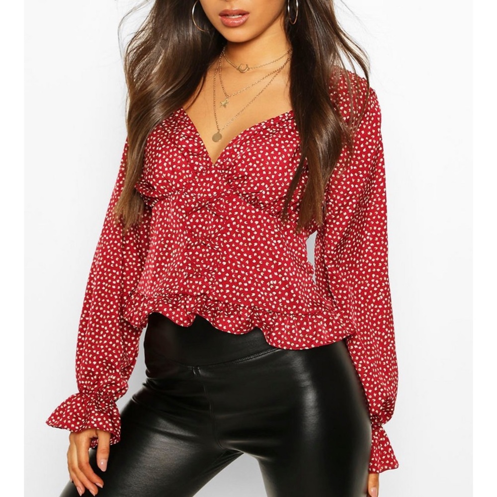 BOOHOO floral corset detail woven blouse
